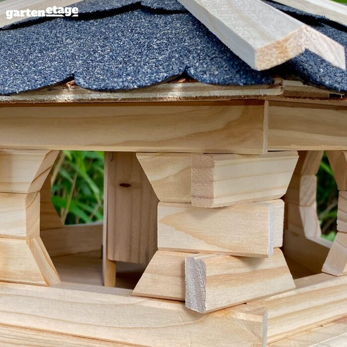 Дерев'яна годівниця для птахів GARTENETAGE Skandinavia з бункером, натуральний колір, ручна робота, для балкона та саду, стійка до погодних умов