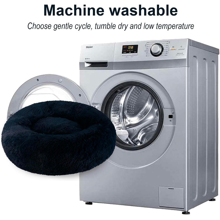 Кішка ліжко Aspand, м'яке, діаметр 60 см - зручне ліжко для котів з неслизьким дном для теплого та затишного сну (60x60x18 см, Темно-синій)