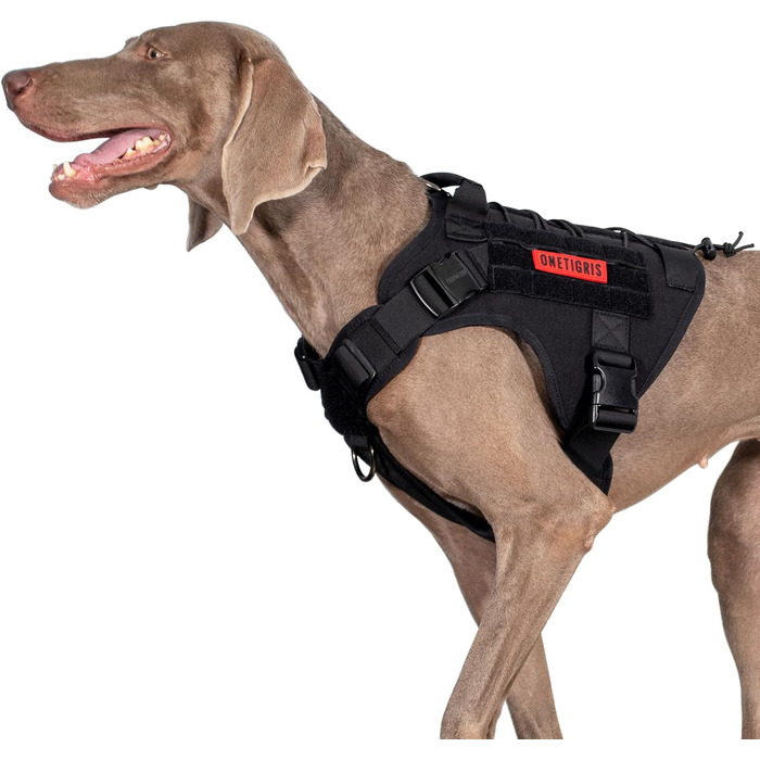 Тактичний нашийник для собак OneTigri Fire Watcher 2.0 з металевою пряжкою, з ручкою, No Pull, з MOLLE кріпленням, чорний