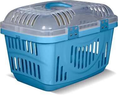 Транспортний бокс для котів Snugsy - блакитний, 49x34x32 см. З ручкою та фіксаторами