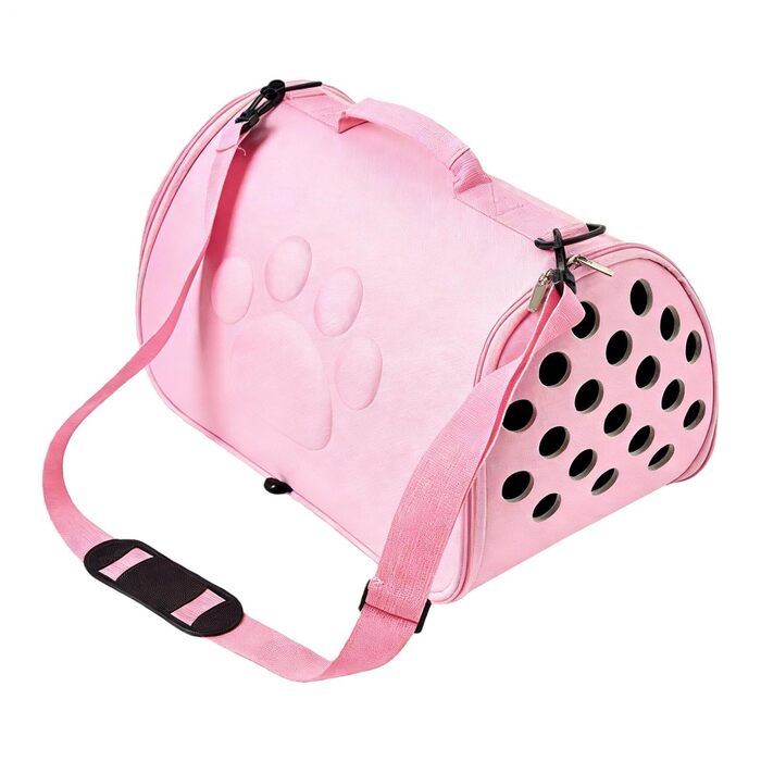 М'яка переносна сумка для тварин | Сумка для вигулу з плечовим ременем, легка для цуценят та маленьких собак - для подорожей, відпочинку на природі, авіаперельотів, кемпінгу, поїздок, до ветеринара, у місто, рожева