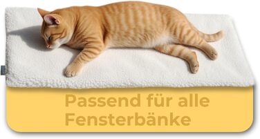 PiuPet Клітка-ліжко для котів на підвіконня 90x25 см | Нековзне ліжко для котів на підвіконня | М'яка, самонагріваюча ковдра для котів | Бежевий