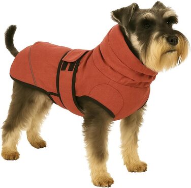 Нашийник для собак Flamingo Hundemante Winter – Igu, 50 см, теплий та модний, поліестер, водовідштовхувальний, ізотермічна внутрішня підкладка, світловідбиваючий, захист грудей та живота, отвір для повідка (Червоний, XS)