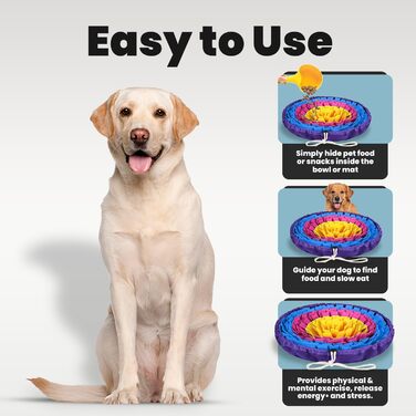 PET ARENA килимок для нюхання собак – килимок для стимуляції, міцні матеріали, інтелектуальна іграшка для собак, регульований розмір та можливість прання (Жовто-рожевий)