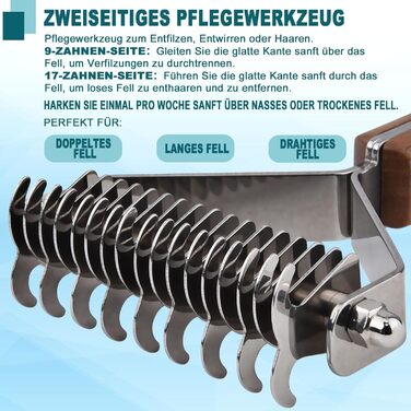 Трімстригуч Coat King для собак та котів - щітка для видалення підшерстка з 14 лезами (S:184*62mm)