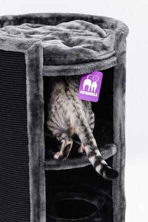 Petrebels Kratztonne XL преміум, когтеточка для великих котів, 100 см, діаметр 50 см, чорна, надширока для максимальної стійкості