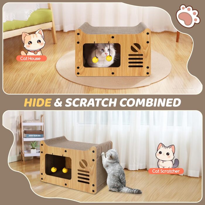 Котячий когтетоп Nobleza Hausform з іграшкою та м'ятою, 47,5x25x32,5 см, стійкий, захист меблів, великий