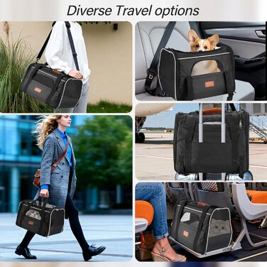 Транспортна переноска для котів Alitree, середнього розміру, до 9 кг, з регульованим плечовим ременем, дихаюча та складна