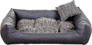 Gutekissen® Лежанка для собак з екошкіри, лежанка-софа, лежанка для собак, подушка для собак, штучна шкіра, місце для сну собаки - довговічні матеріали, висока якість, EKO (S - 65x55, Темно-сірий) S - 65x55 Темно-сірий