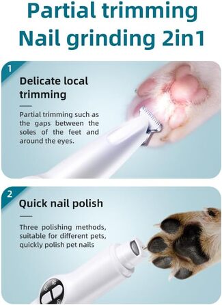 Триммер для собак 2-в-1, акумуляторний, бездротовий, тихий, для дрібних порід, догляд за шерстю, для лап, очей, вух, обличчя та тіла