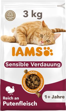 Сухий корм для котів IAMS Sensible Digestion з індичкою для чутливого травлення, 10 кг