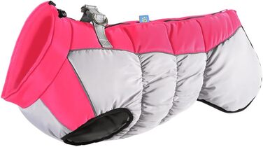Зимова куртка для собак з металевою застібкою для повідка, тепла водонепроникна жилетка для великих собак (рожева, 6XL для 60-65 кг)