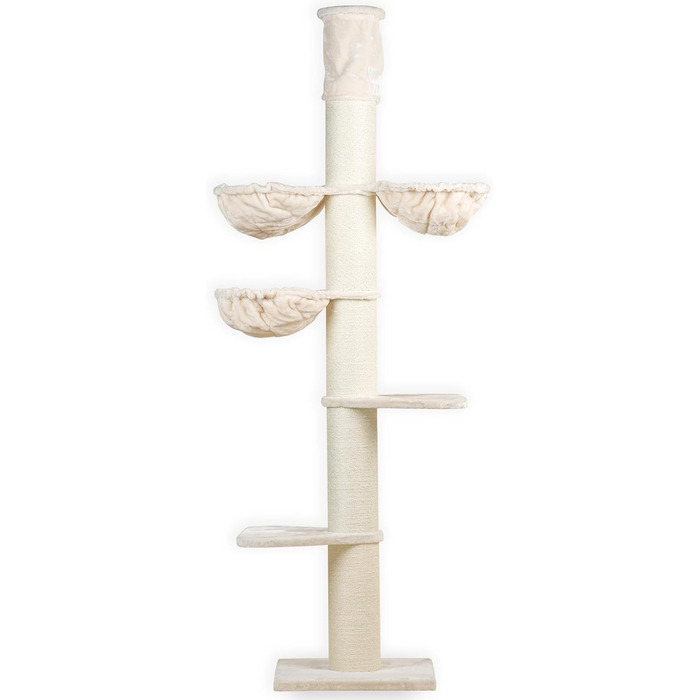 Котячий дряпак RHRQuality Maine Coon Tower Plus для великих котів, висота до 295 см, стовпи з сизалю 20 см, кремовий