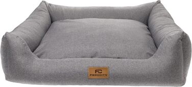 Крісло-ліжко для собак Ferocity з м'яким бортиком та двосторонньою подушкою, матеріал Cordura та велюр, сірий та бежевий, 85x70 см