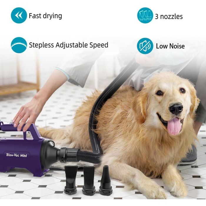 Фен для собак Blower Pet Dryer - сушарка для шерсті домашніх тварин з підігрівом, 3.8 PS, фіолетовий