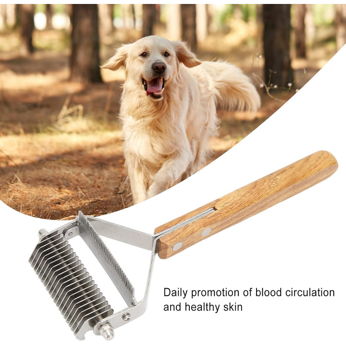 Професійна щітка для грумінгу домашніх тварин Fellpflegebürste: двостороння щітка для собак та котів з дерев'яною ручкою, самоочищувана