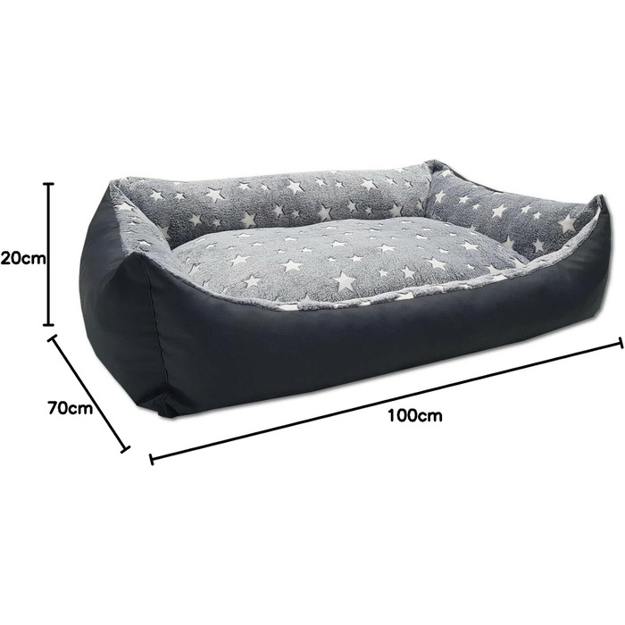 Ліжко для собак Odolplusz з двостороннім подушкою 100x70 см | Зручне собаче ліжко | Подушка з гіпоалергенного поліуретану (Сірий - Зірки)
