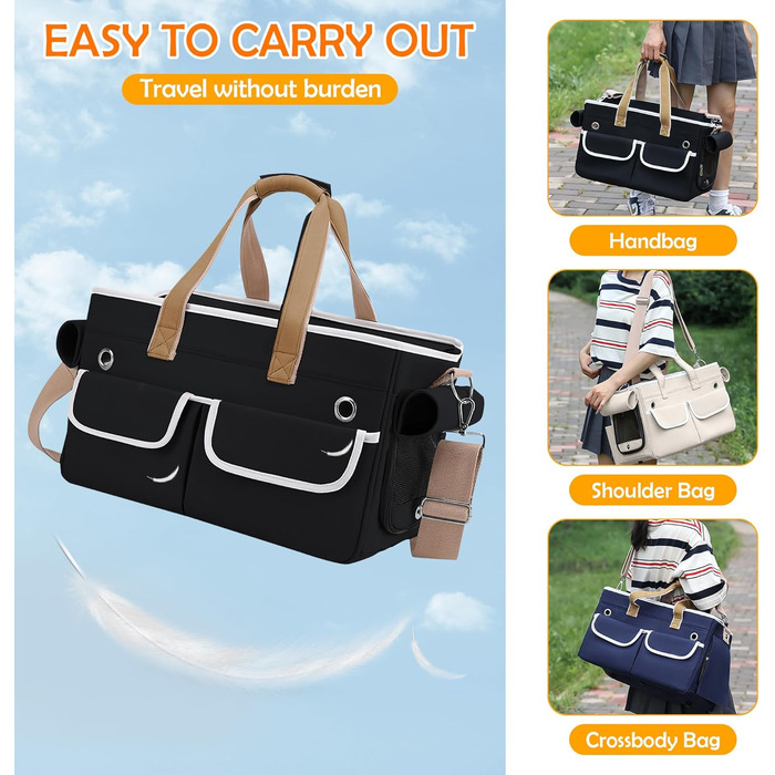 Транспортна переноска для котів та собак ALLSOPETS, складана, чорна