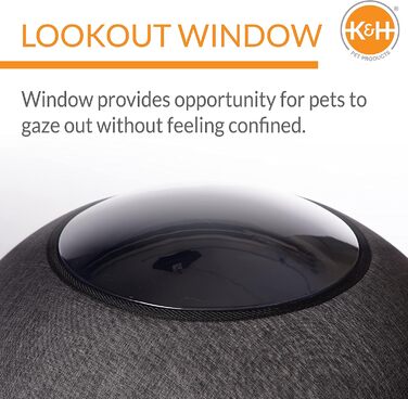 Тепле лежанка-будка K&H Thermo Lookout Pod для котів і малих собак, з підігрівом, для дому, складана, знімна подушка, безпечна