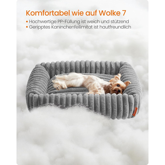 Feandrea Ортопедичне ліжко для собак, велике, з м'яким покриттям, 91 x 68 x 18 см, сірий (M 71x55x18 см)