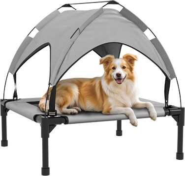 Крісло-ліжко для собак PawHut з балдахіном, сіре, 76 x 61 x 69,5 см