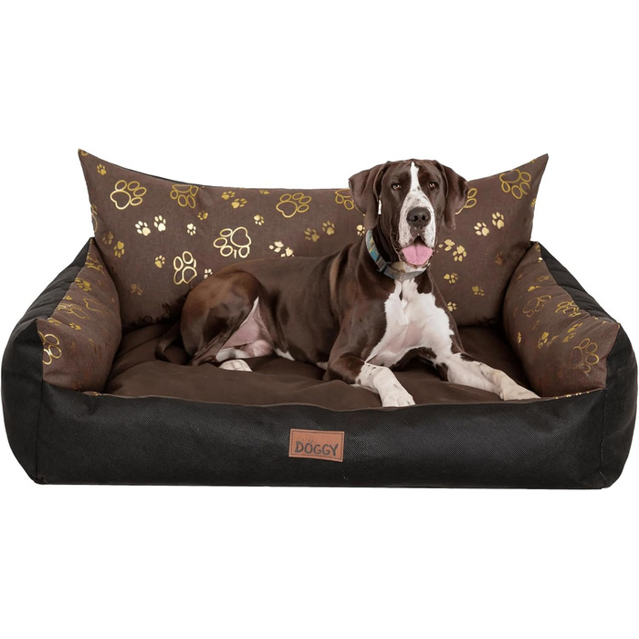 Водонепроникне ліжко для собак великих порід, ліжко-софа для собак середніх порід, миється, знімний килимок, Oeko-Tex, 106x80 см (XXXL, Коричневий 3D)