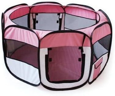 Клітка-загон для кроликів та морських свинок BUNNY BUSINESS, розкладний, тканинна, рожева