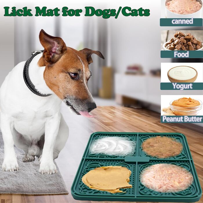 Килимок для повільного годування собак Femont, 30 см, з 165 присосками, зелений. Заспокоює, розважає, сприяє догляду за шерстю та дресируванню. Без BPA.