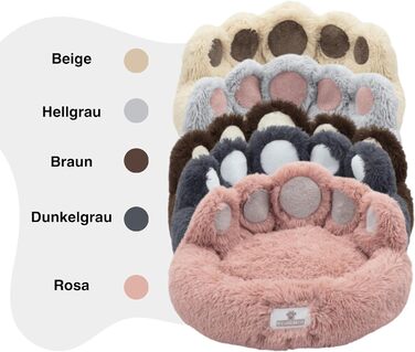 Ліжко для собак Pfoten&nasen® Bärenpfote, Рожеве, M-75см - М'яке кругле ліжко у вигляді ведмежих лапок, зручне для собак середніх порід