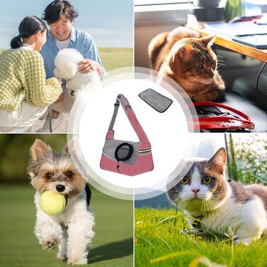 Сумка-переноска для собак і котів, рожева, 36x21 см, з відділенням для речей