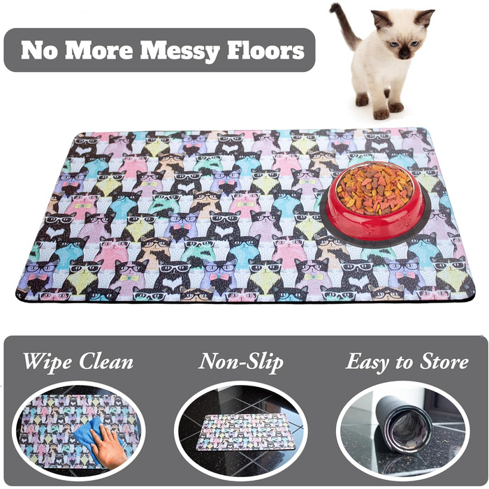 Нековзаюча килимок під миску для корму кота/собаки, водонепроникний, Dead Set Studio #2