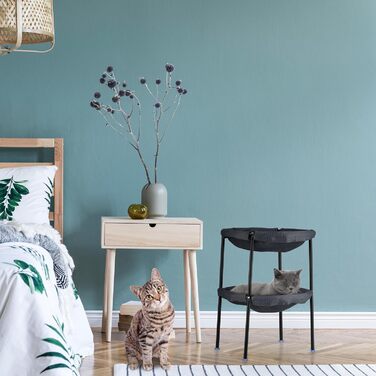 Крісло-гамак для котів Relaxdays, 2 яруси, сірий/чорний, 59x41x43 см