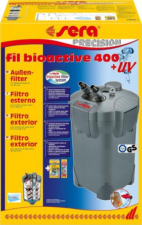 Зовнішній фільтр sera fil Bioactive 400 + UV для акваріумів до 400 л, з 5Вт UV-C лампою, проти водоростей та хвороб, оптимальні фільтрувальні матеріали, потужна та довговічна конструкція