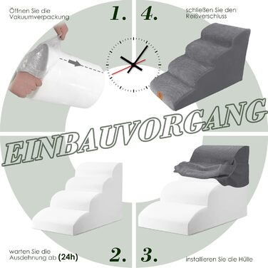 Сходинки для собак та котів 4 сходинки, 50 см, сірі. Зручні та миючі сходинки для тварин з антиковзким покриттям. Підійдуть для софи та ліжка.