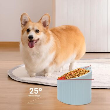 Підвищені миски для котів у формі серця, кераміка, підняті миски для котів, проти блювоти, без стресу, станція для води та корму, придатні для мікрохвильової печі, аксесуари для домашніх тварин для маленьких котів та собак (блакитні)