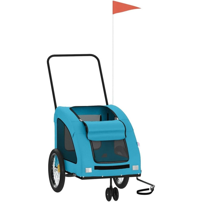 Причіп для велосипеда, переноска для собак, блакитний, Oxford-тканина, сталь, 93988