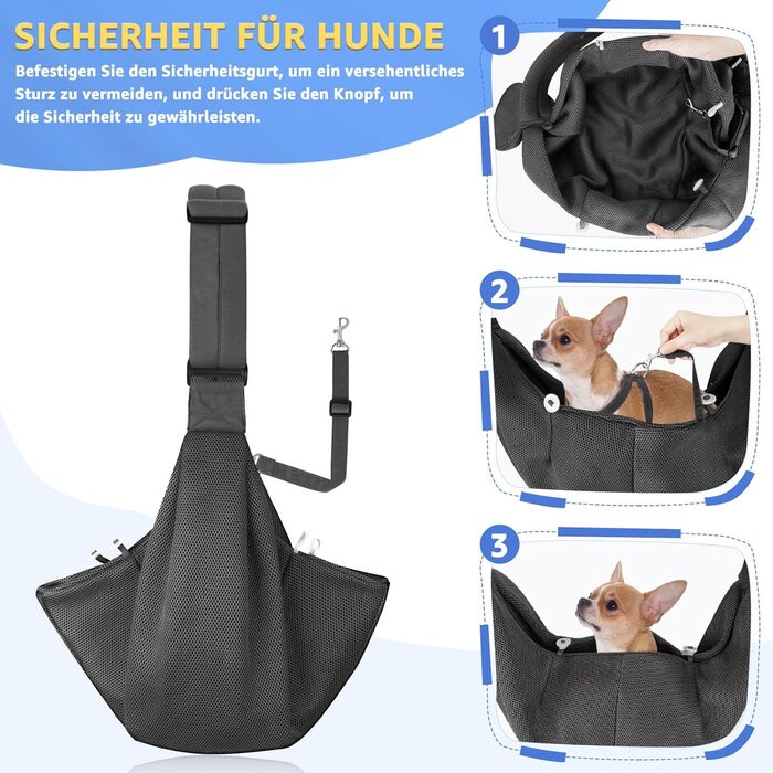 Сумка-переноска для собак SlowTon, сіра, L (4,5-7,2 кг) з регульованим плечовим ременем та передньою кишенею