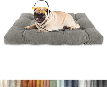 Ортопедичне ліжко для собак 100x75x8 см, Cordstoff, зручне собаче ліжко, м'яка подушка для собак, диван для великих собак, кошик для собак середнього розміру, сірий колір