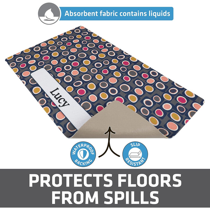 Килимок для годівлі домашніх тварин Drymate Paw Dots - чорний, 12' x 20' (для собак та котів)