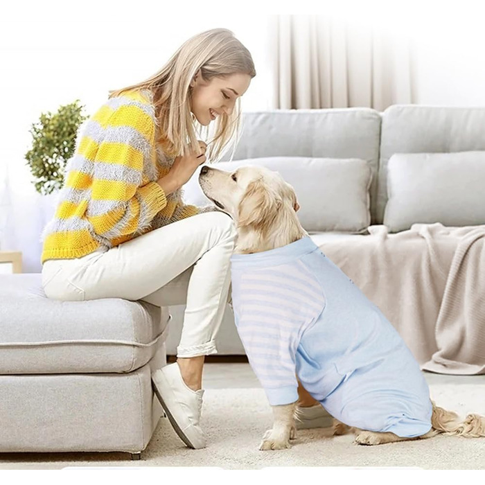 Піжама для собак після операції, боді для собак, анти-витік, довгий рукав, синій, розмір M