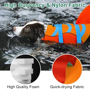 Жилет для плавання собак Shark Fin від Fragralley, висока плавучість, міцний нейлон та поліуретановий пінопласт для плавання, катання на човні та водних видів спорту