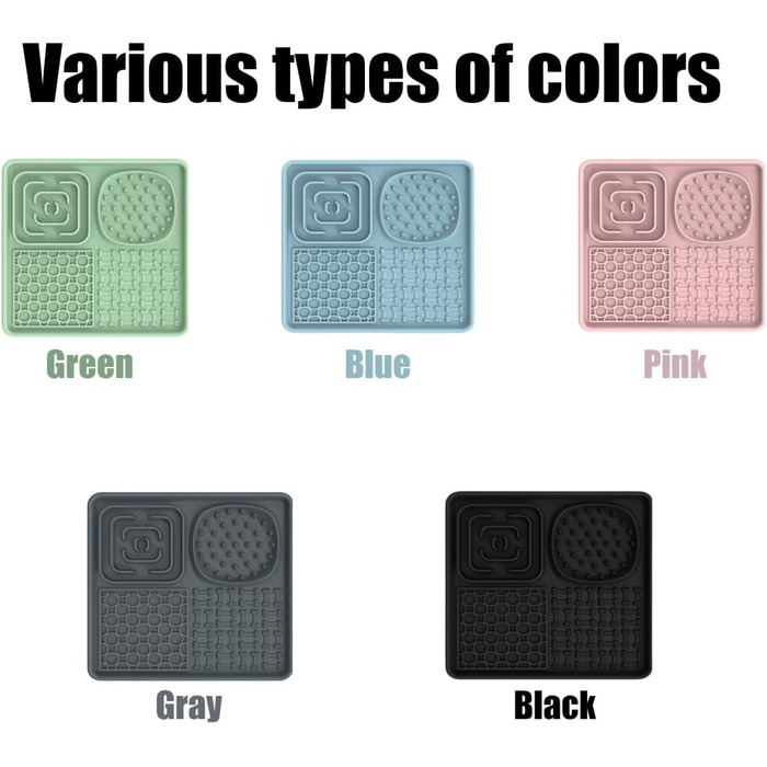 Лежанка-заспокійлива для собак Bibykivn Schleckmatte, з присосками, для купання, догляду та дресирування. Антистресова кормушка для собак та котів, зелено-сіра, квадратна (2 шт.)