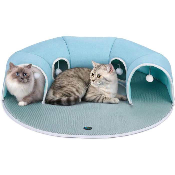 Туннель для котів Ownpets з ліжком, килимком-охолоджувачем та іграшкою, діаметр 25 см