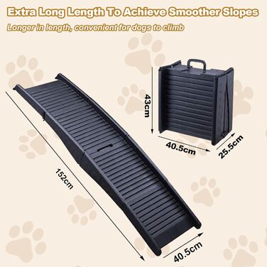 Рампа для собак Hunderampe, пластикова, складається, до 75 кг, з антиковзким покриттям, для маленьких собак, допомога при входженні в авто