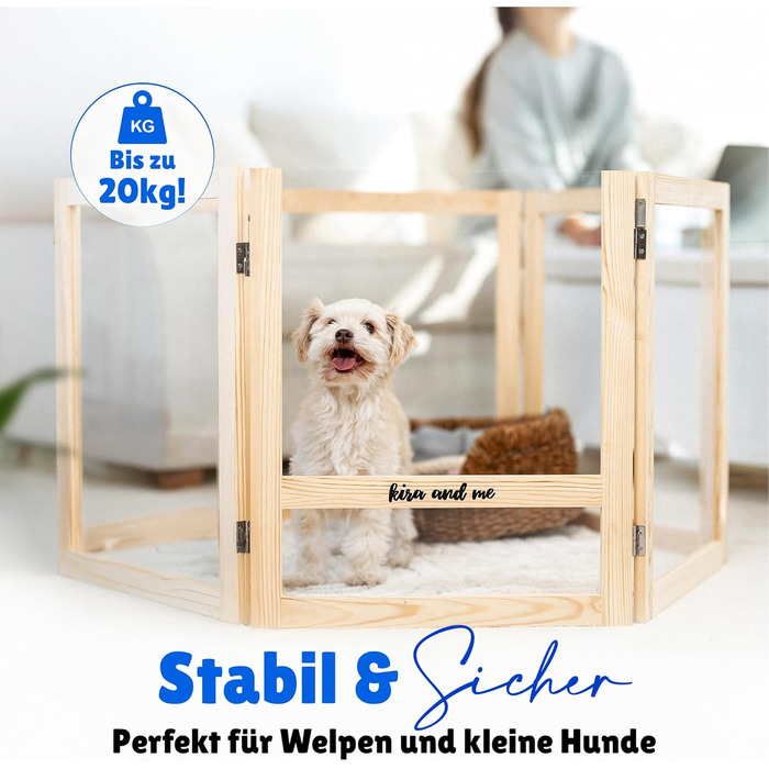 Кія для собак Емма, переносний вольєр для цуценят з масиву дерева та акрилового скла, 60 см, сучасний дизайн
