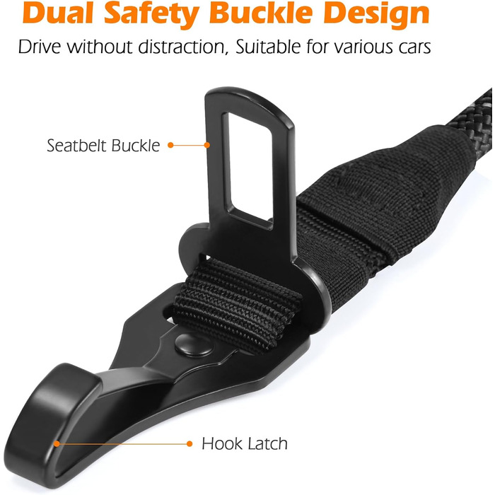 Ремінь безпеки для собак PetBonus в авто: міцний поводок-переноска для маленьких, середніх та великих собак (чорний)