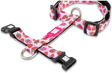 Нашийник для собак Ax & Olly H-For Ultrabequees з неопрену для середніх собак, Monkey Mania, з підкладкою, безпечний та ультралегкий, Kofort – для вашого вірного друга (XS, Strawberry Dream)
