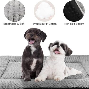 Килимок-ліжко для собак Onarway, середній, миючий, пухнастий, 76 x 54 см, для котів, цуценят, середніх тварин, сірий (76 x 54 x 5 см)