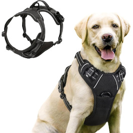 Шлейка для собак Funkeen Anti-Pull, для маленьких, середніх та великих собак. М'яка, дихаюча, регульована, чорна (чорний, S)