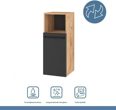 Пенал для ванної Planetmöbel LUX 30x75x32 см, дуб золотий/антрацит, вузький шафа для ванної кімнати